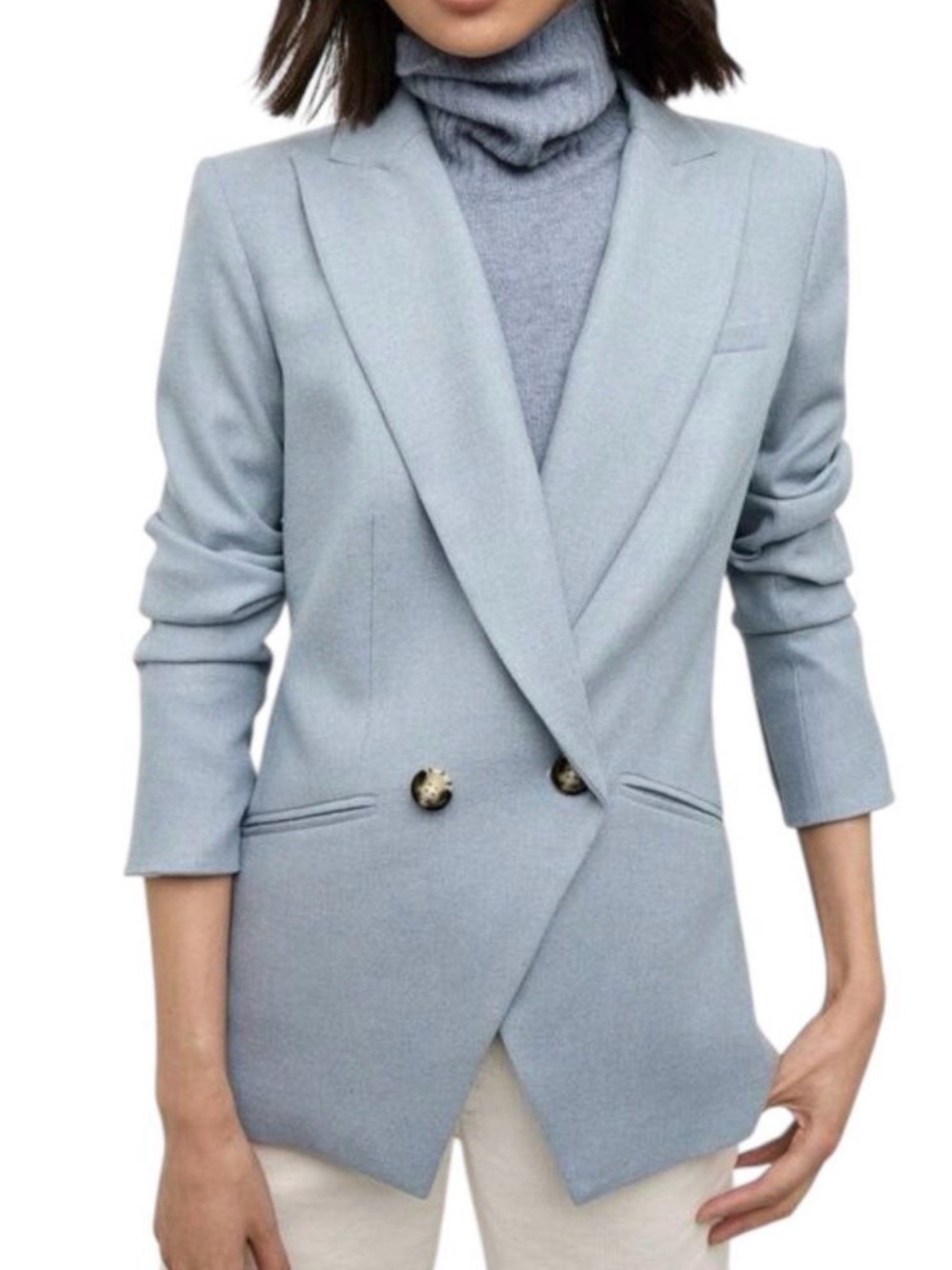 Veronica Beard Powder Blue Tailored Double-Breasted Blazer - Picture 7 of 16